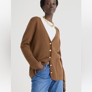 NWT J.Crew Giselle V-neck Sweater Blazer Cardigan in Brown